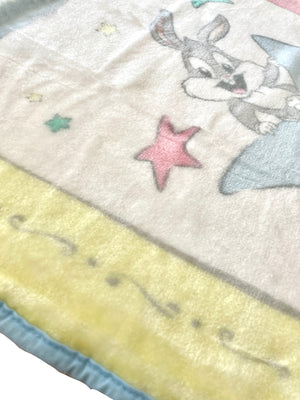 NEW Vintage Baby Looney Tunes Flying Star Baby Blanket Luxury High Pile Plush Fleece Crib Throw 30" x 43"