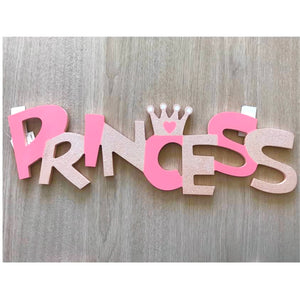 2 Pieces Princess Glitter One Letter Sign Wooden Centerpiece 1st