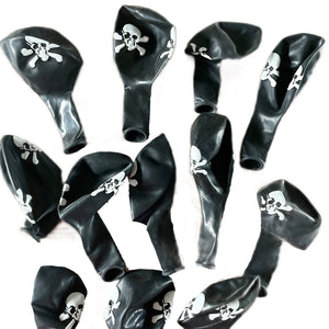 Black / White Skull & Crossbones 11" Latex Party Balloon Pirate Halloween Cross Bones