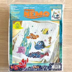 Vintage Disney Pixar Finding Nemo Dory & Fish Friends Baby Nursery Crib Quilt Stamped Cross Stitch Kit Blanket or PDF Chart Pattern Keepsake Gift 34" x 43"