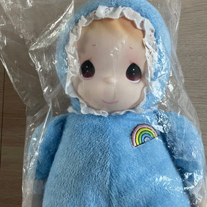 Vintage Precious Moments 12" or 18” Baby Infant Rainbow First Doll Pink Girl or Blue Boy Terry Cloth Rubber Face & Hands Lovey Collectible Plush Beanbag Stuffed Toy 2001