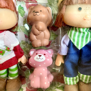 Collectible Strawberry Shortcake Huckleberry Pie Doll Set with Pets Custard Cat and Pupcake Dog - Bridge Direct 2016