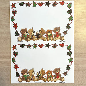 Suzy's Zoo Five Christmas Bears Printable Computer Stationery Paper Party Invitation or Greeting Card - 8 1/2" x 5 1/2"