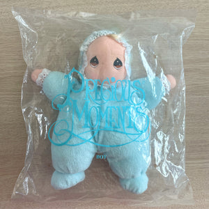 Vintage Precious Moments Terry Cloth Blue Baby Doll 1995 Lovey by Dakin Collectible Avon Plush Beanbag Stuffed Toy 10"