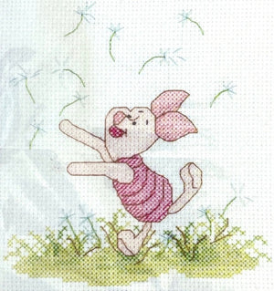 Disney Winnie The Pooh Piglet Watercolor Counted Cross Stitch PDF Chart Pattern Instructions 5" x 5.5"