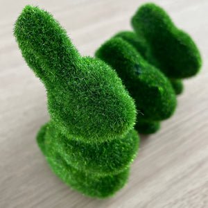 Mini Green Moss Spring Easter Bunny Decor Set of 3 - Tier Tray Craft Decorations