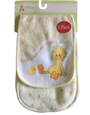 Little Suzy's Zoo Baby Burp Cloths 2-Pack 2-Ply Yellow Duck, Blue Bear, Pink Bunny