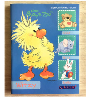 Little Suzy's Zoo Blue School Composition Notebook - Witzy Duck Boof Bear Ellie Elephant Lulla Bunny 6" x 7 3/4"