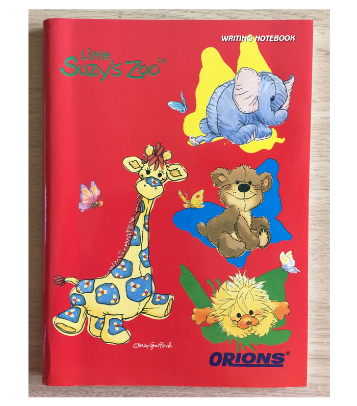 Little Suzy's Zoo Red School Composition Notebook - Patches Giraffe Ellie Elephant Boof Bear Witzy Duck 6" x 7 3/4"