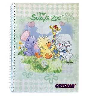 Little Suzy's Zoo Green Witzy's Wish Spiral Composition School Notebook 6" x 7 3/4" - Duck Elephant Giraffe Bunny