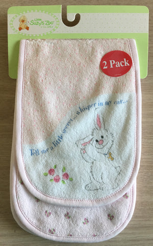 Little Suzy's Zoo Pink Lulla Bunny Burp Cloth 2-Pack
