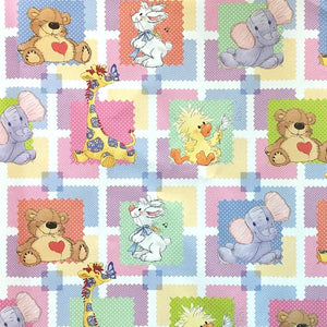 Little Suzy's Zoo Patchwork Party Gift Wrap Wrapping or Scrapbook Paper Baby Shower or Child Birthday - Duck Bear Elephant Bunny Giraffe