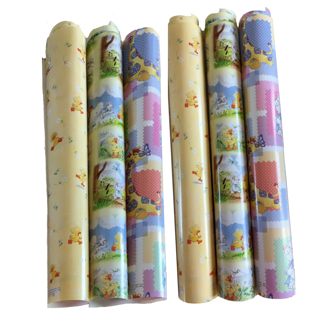 Baby Shower gift Wrapping paper Vintage Bunny & Duck(6 Sheets & 10gift Tags)