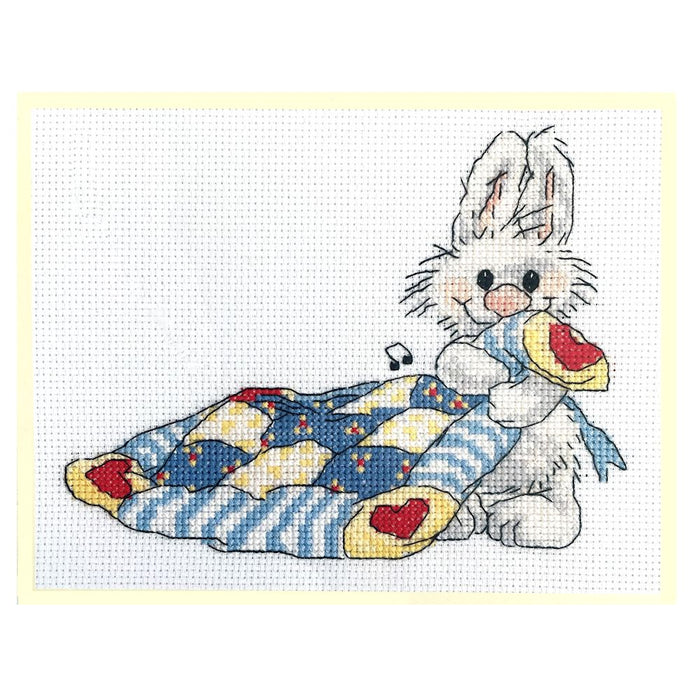 Little Suzy's Zoo Lulla White Baby Bunny with Blanket Counted Cross Stitch PDF Chart Pattern Instructions 7" x 5"