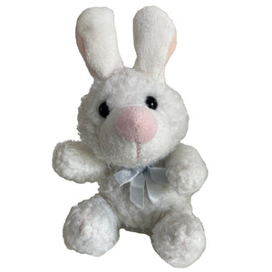 Little Suzy's Zoo White Lulla Bunny Plush Toy 7" with Rattle Baby Toddler Vintage Collectible USA Doll by Prestige Toy