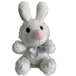 Little Suzy's Zoo White Lulla Bunny Plush Toy 7" with Rattle Baby Toddler Vintage Collectible USA Doll by Prestige Toy