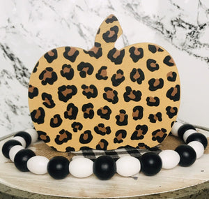 Leopard Animal Print Modern Fall Decor Plush Pumpkins & Signs Buffalo Check Black White