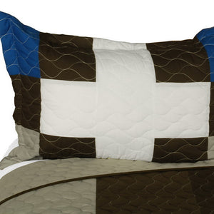 Black White Grey Patchwork Teen Boy Bedding Full/Queen Quilt Set - pillow sham