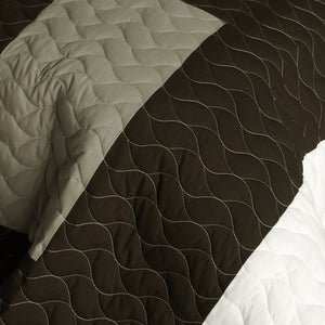 Black White Grey Patchwork Teen Boy Bedding Full/Queen Quilt Set - detail