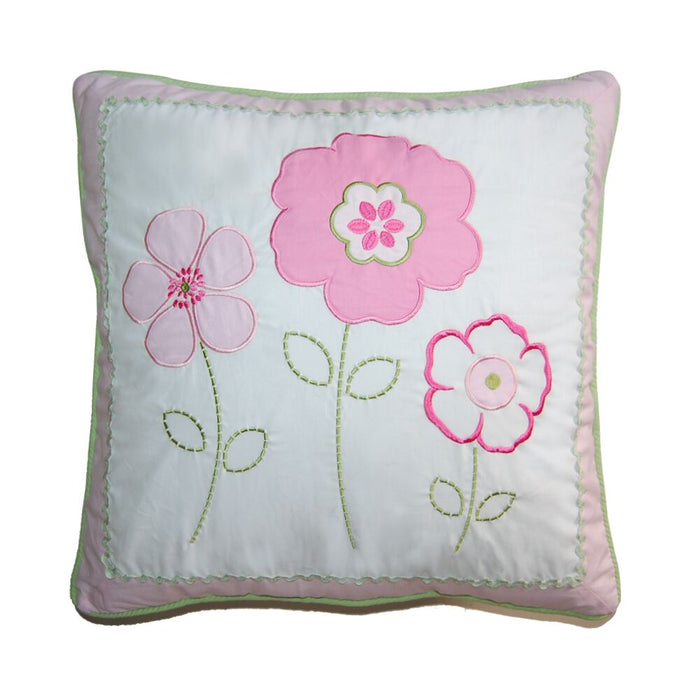 Pink Flowers Kid Girl Decorative Throw Pillow Cotton 18" x 18"