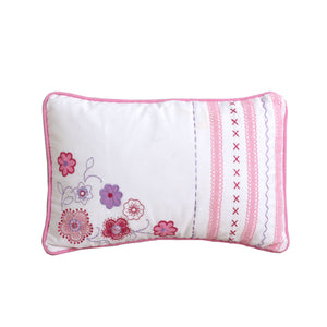 Embroidered Floral Decorative Throw Pillow Cotton 15" x 18"