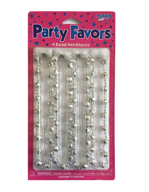 Princess Silver Bead Necklaces 4 CT Party Favors