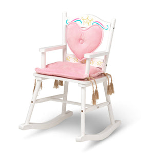 White & Pink Royal Princess Wooden Rocking Chair Kids Play Furniture 28" x 16" x 23"