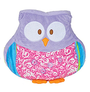 Plush Owl Pillow 15" x 14" Blue or Purple Floral Print Shaped Super Soft Kid Girl Blue or Purple Bed Room Decor