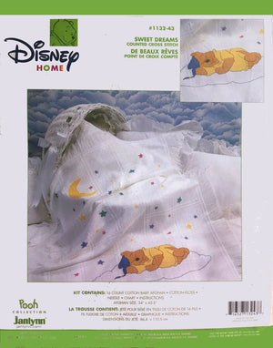 Vintage New Disney Winnie The Pooh Sleeping Stars & Moon Counted Cross Stitch Sweet Dreams Keepsake Baby Afghan Kit or PDF Pattern Chart Instructions 34" x 43 1/2"