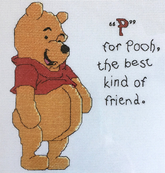Vintage Disney Winnie The Pooh 'P for Pooh' The Best Kind of Friend Counted Cross Stitch Kit 8" x 10"