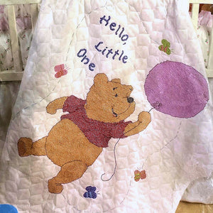 Walt Disney Winnie The Pooh Bear & Balloon Baby Nursery Crib Quilt Blanket Cross Stitch PDF Pattern Chart Instructions Hello Little One 34" x 44" Keepsake Gift