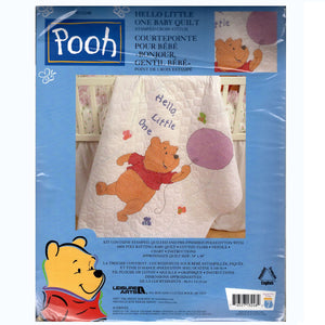 Disney Winnie The Pooh with Balloon Baby Nursery Crib Quilt Kit Counted Cross Stitch Hello Little One Keepsake Blanket 34" x 43"