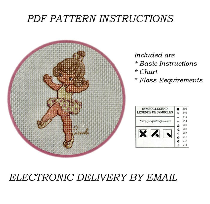 Precious Moments Little Ballerina Girl Dancer Cross Stitch PDF Pattern Instructions 3.75" Vintage Janlynn 2002