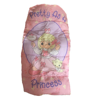Rare New Vintage 2003 Precious Moments Princess Girl with Kitty Pink Sleeping Bag Twin Comforter