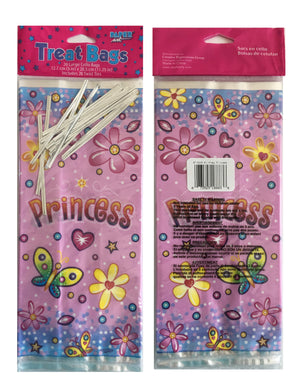 Birthday Princess Pink Party Cello Treat Bags with Ties 20 CT - 5" x 11.25"
