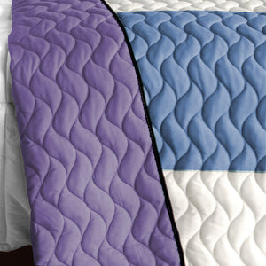 Purple Blue Tan & White Teen Bedding Full/Queen Quilt Set - Back