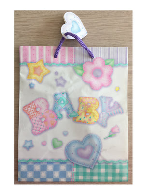 Baby's Quilt Medium Party Gift Bag Baby Shower / New Baby w/ Gift Tag