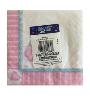 Baby's Quilt Baby Girl Luncheon Large Napkins - Back