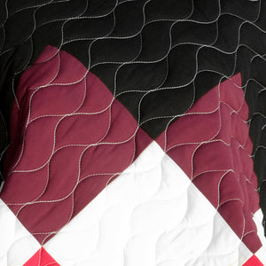 Hot Pink White Black Brown Patchwork Geometric Teen Bedding Full/Queen Quilt Set