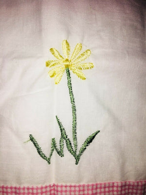 Pink Green Meadow Flowers Cotton Window Valance Elegant Lined Kid Girl Embroidered Tara Stripe