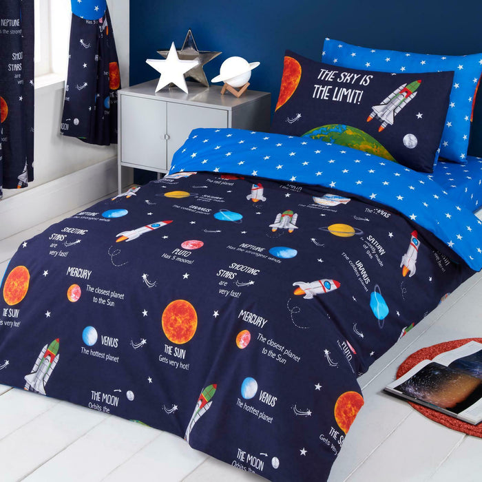 Solar System Outer Space Planets Kids Bedding Toddler Twin or Full Duvet  Cover / Comforter Cover Bed Set or Curtains