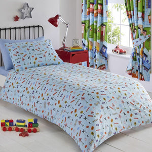 Choo Choo Trains Kids Bedding Twin Duvet / Comforter Cover Set Reversible