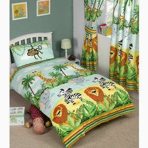 Jungle Wild Animals Kids Child Bedding Toddler Twin Full Duvet / Comforter Cover Bed Set Lion Zebra Elephant