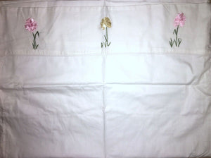 Floral Ribbons & Embroidery White Cotton Twin Bed Sheet Set for Girls