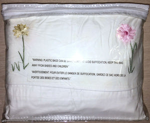 Floral Ribbons & Embroidery White Cotton Twin Bed Sheet Set for Girls