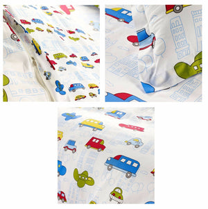 Transportation City Cars & Airplanes Boys Bedding Twin Duvet Cover Set White Red Blue