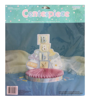 Baby Shower - New Baby Paper Table Party Centerpiece 11.5" with Letter Appliques