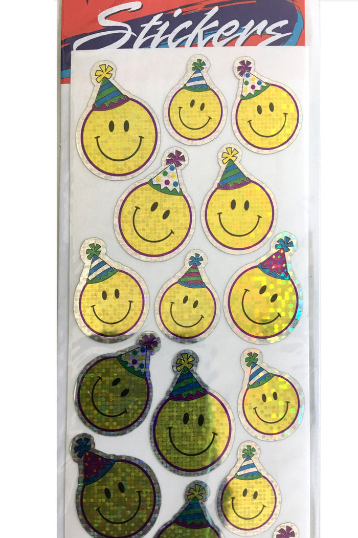 Birthday Smiley Face Glitter Stickers 22 CT Scrapbook or Party