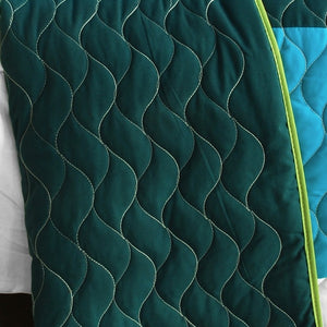 Green Blue White Patchwork Teen Boy Bedding Full/Queen Quilt Set Geometric Modern Bedspread