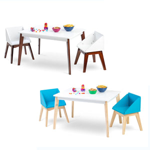 Modern Kids Table & Chairs 3pc Set Modern Play Furniture White or Espresso 31" x 19" x 19"